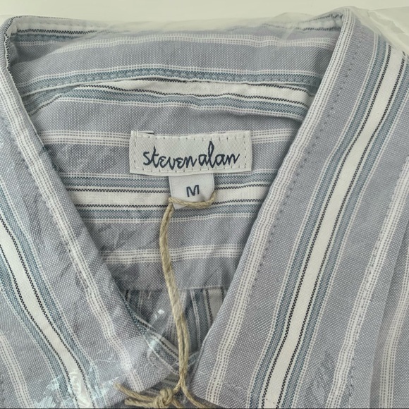 Steven Alan Light Blue Stripe Button Down LS Shirt - Picture 4 of 4